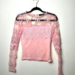 Shein Size S light pink lace long sleeve blouse